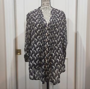 Maeve Black and White Floral Blouse